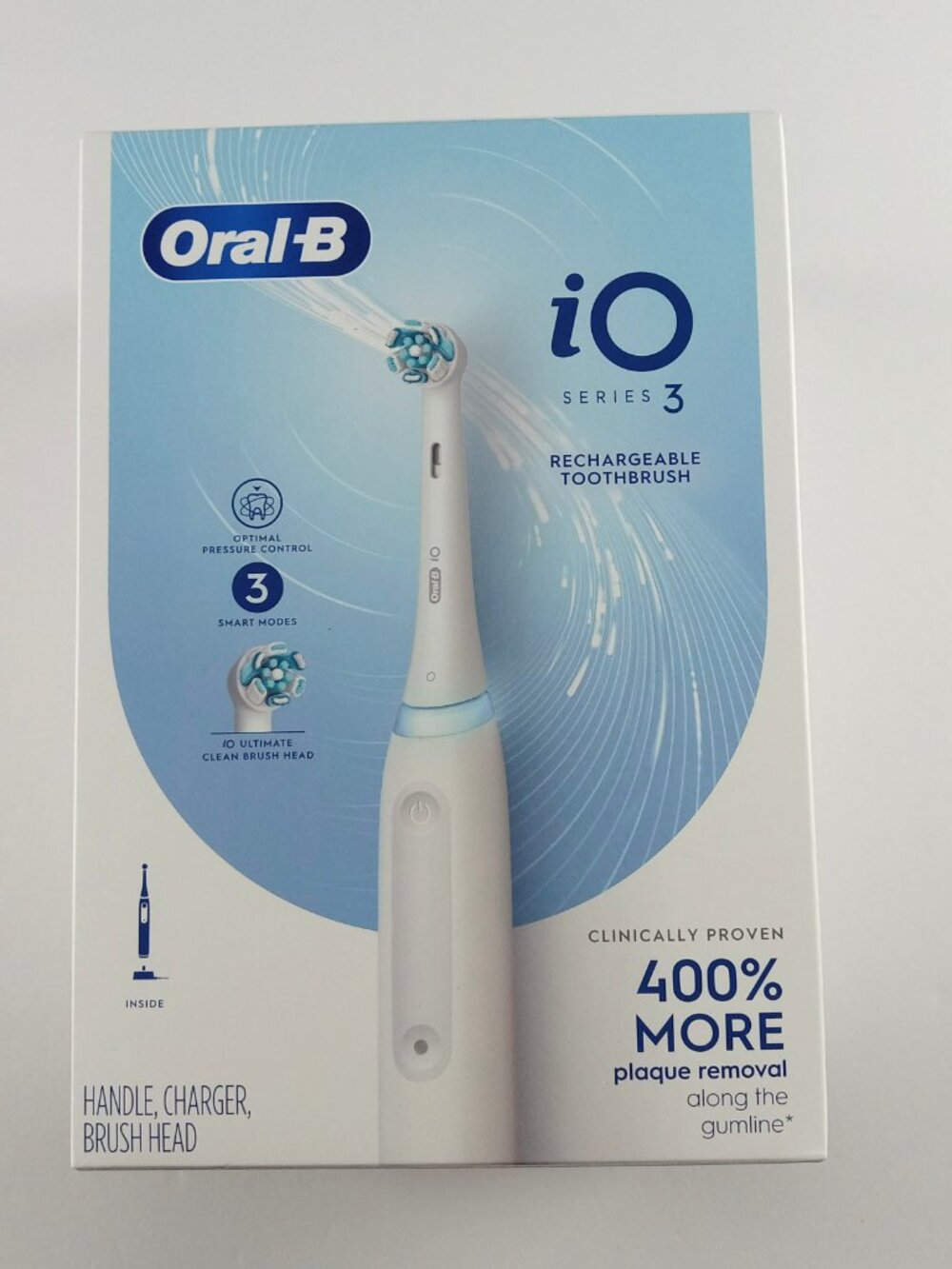 Oral-B iO Series 3 Electric Toothbrush with 1 Brush Head, Rechargeable, White
